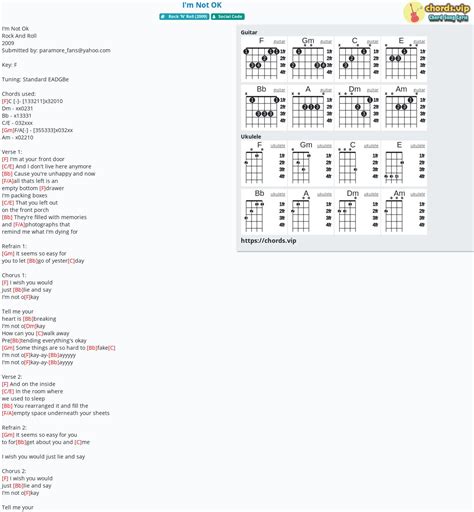 Chord: I'm Not OK - Social Code - tab, song lyric, sheet, guitar ...