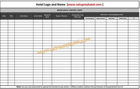 Room Move / Room Shift Control Sheet