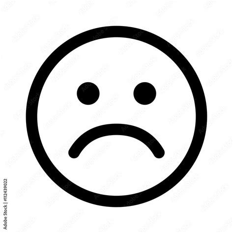 Vetor de Sad smiley face or emoticon line art icon for apps and websites do Stock | Adobe Stock