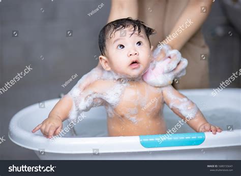 Cheerful Cute Baby Having Bath Foam Stock Photo 1680155641 | Shutterstock