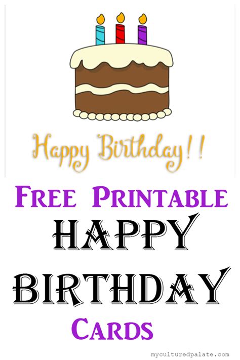 Free Printable Happy Birthday Cards - Cultured Palate