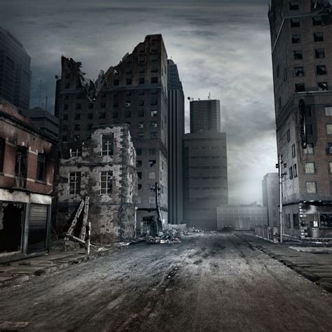 Abandoned City Street in a Post-Apocalyptic World