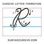 Capital Letter R in Cursive - SuryasCursive.com