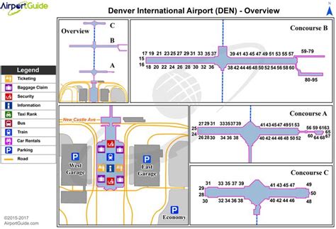 Denver - Denver International (DEN) Airport Terminal Map - Overview | Denver airport, Denver ...