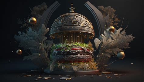 Premium Photo | A burger with a golden crown on it