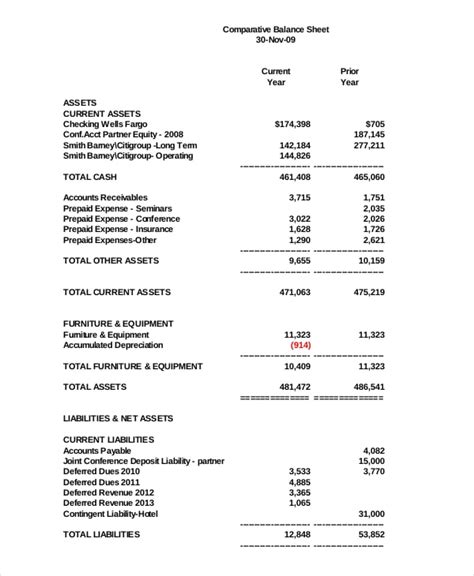 Vertical Balance Sheet Template | Free Sheet Templates