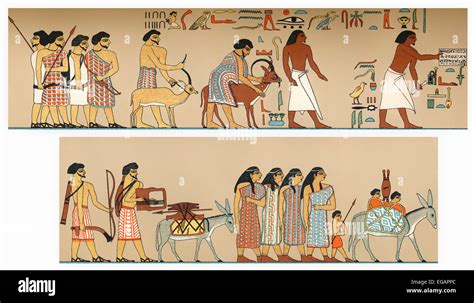 Semitic people from Syria-Canaan invading Egypt, tomb wall at Beni Stock Photo, Royalty Free ...