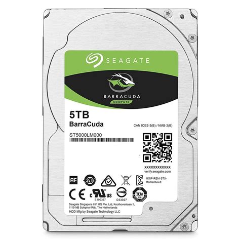 Seagate ST5000LM000 Barracuda 5TB 5400RPM SATA 6Gb/s 128MB Cache 2.5" Internal Hard Drive - Wootware