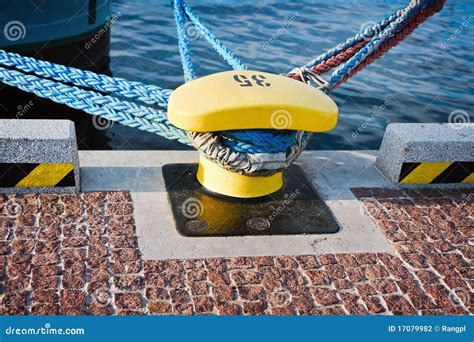 Bollard and mooring lines stock photo. Image of naval - 17079982