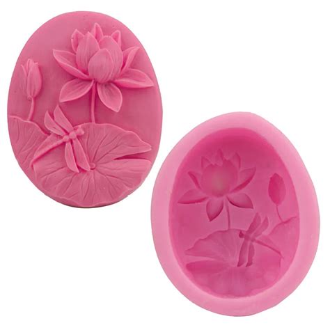 3d Lotus Dragonfly Silicone Mold Diy Soap Clay Candle Making Cake Fondant Baking Mould ...