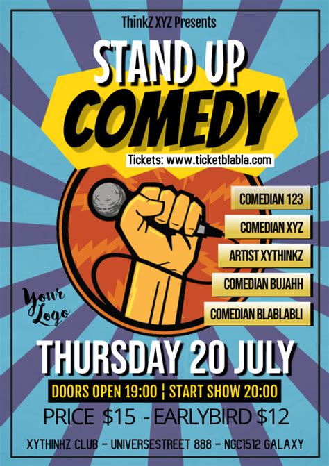 Stand up Comedy Event Retro Poster Flyer Template | PosterMyWall