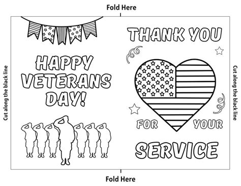 Veterans Day Thank You Card, Gift for Veterans, Veterans Day Kids Coloring Card Craft, Fun DIY ...