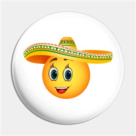 Emoji in Mexican sombrero - Emoji - Pin | TeePublic