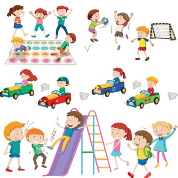 Children Playing Games And Sports Childhood Girl Boy Vector, Childhood ...