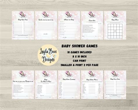 Baby Minnie Shower Games, Minnie Baby Shower Games, Minnie Mouse Baby Shower Printable Games - Etsy