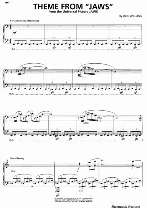 Jaws Theme Song - Jaws Free Piano Sheet Music PDF