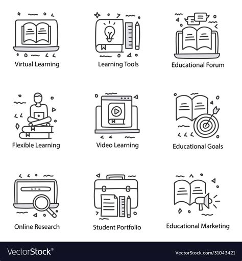 Pack education doodle icons Royalty Free Vector Image