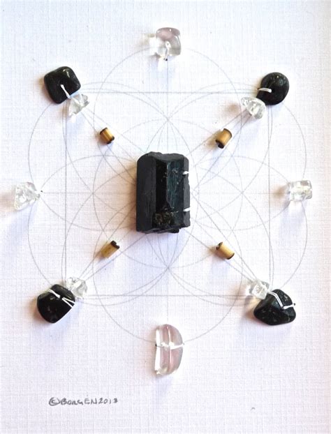 BLACK TOURMALINE --- framed crystal grid - Crystal Grids