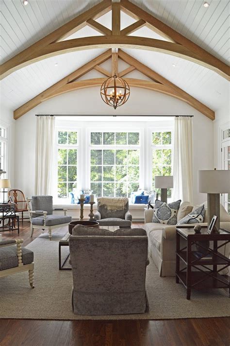 vaulted ceiling, white oak beams, large bay window, Amanda Orr ...