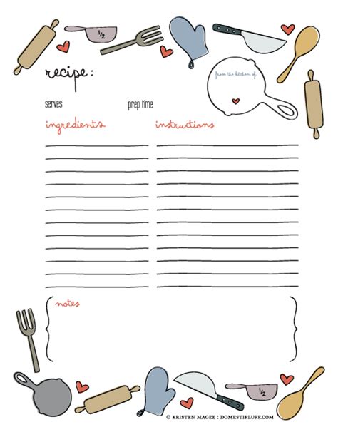 Free Printable Recipe Page Template