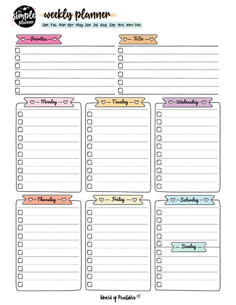 Weekly Planner Templates - World of Printables