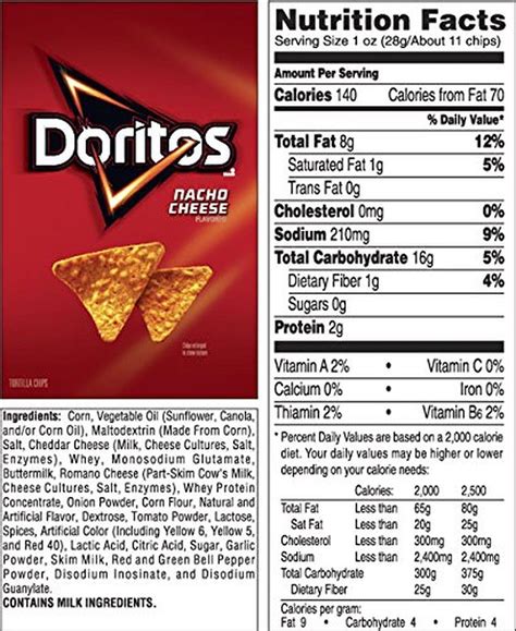 29 Doritos Nacho Cheese Nutrition Label - Labels Ideas For You