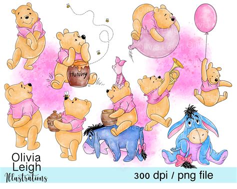 Winnie the Pooh and Eeyore Cute Clipart PNG Files DIGITAL - Etsy