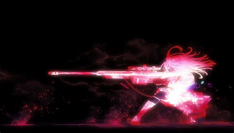 Wallpaper : night, anime girls, red, fire, sniper rifle, light, flare, flame, darkness ...