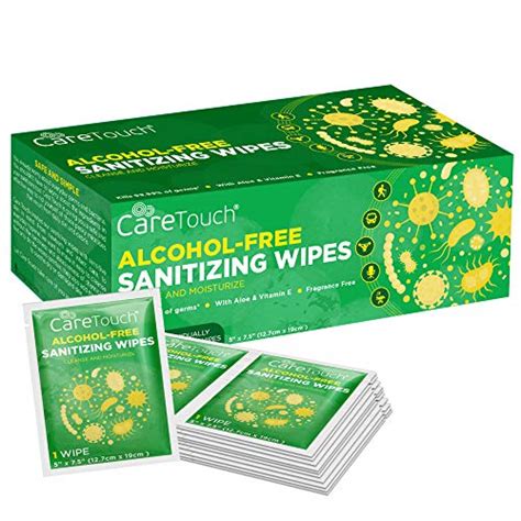 Care Touch Alcohol-Free Hand Sanitizing Wipes | 100 Individually Wrapped Antibacterial Hand ...