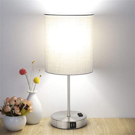 Touch Control Table Lamp, 3 Way Dimmable Bedside Desk Lamp with 2 Fast USB Ports and AC Outlet ...