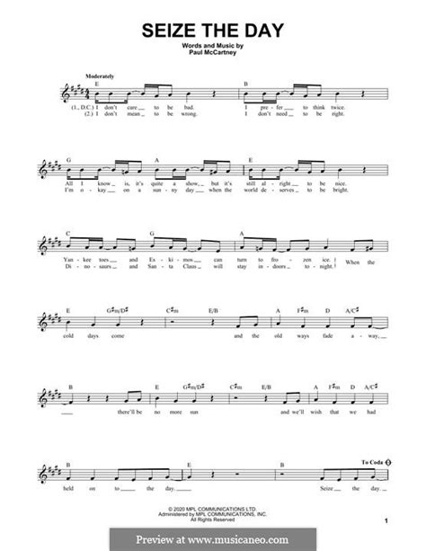 Seize The Day by P. McCartney - sheet music on MusicaNeo