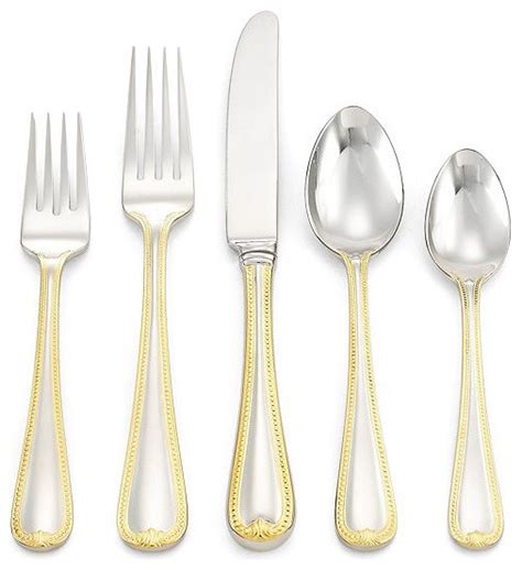 Lenox Flatware 18/10, Vintage Jewel Gold 5-Piece Place Setting - Traditional - Flatware And ...