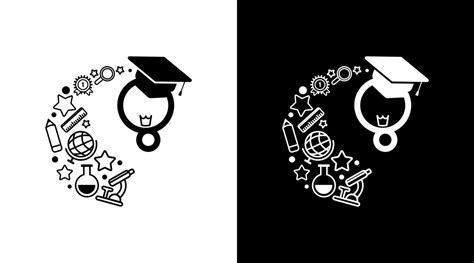 education logo icons monogram black and white illustration style Designs templates 18814943 ...