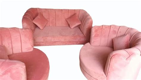 4 Seater Teak Wood Full Covered Pink Velvet Sofa Set at Rs 45000/set in Hyderabad