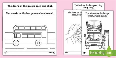 Wheels on the Bus Colouring Pages (Teacher-Made)