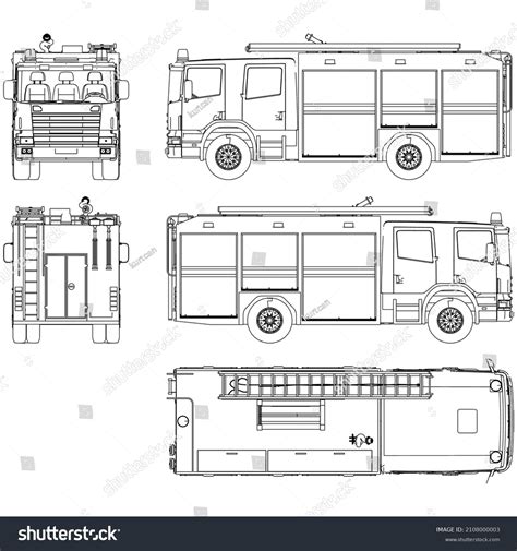 Fire Engine Truck Crane Realistic Sketch Stock Vector (Royalty Free) 2108000003 | Shutterstock