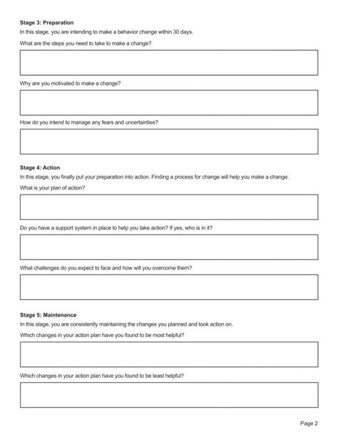 Stages of Change Worksheet PDF (Editable Fillable Printable)