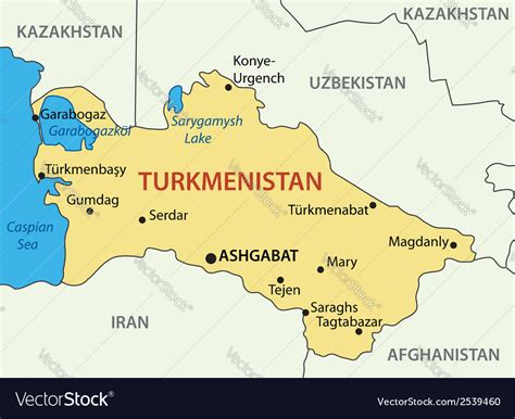 Turkmenistan - map Royalty Free Vector Image - VectorStock