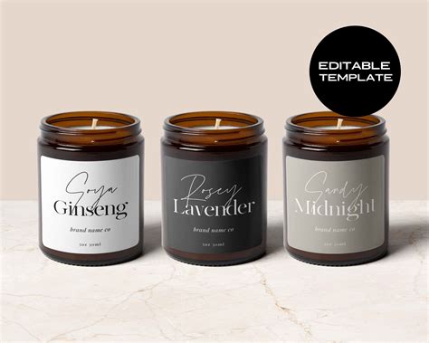 EDITABLE Candle Label Candle Labels Candle Label Design | Etsy