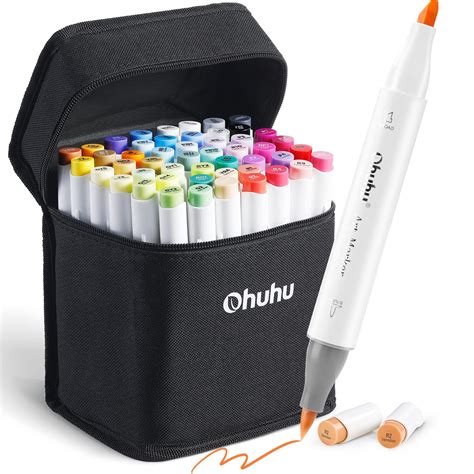 Buy OhuhuAlcohol Markers Brush Tip: 48-Color Double Tipped Art Marker ...