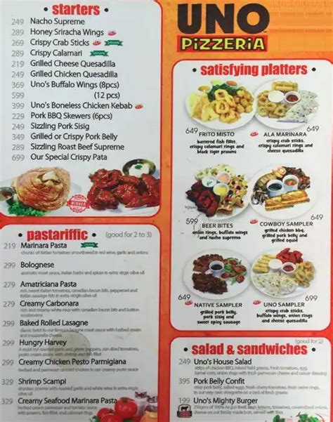 UNO Pizzeria Menu, Menu for UNO Pizzeria, Mall of Asia Complex (MOA), Pasay City - Zomato ...