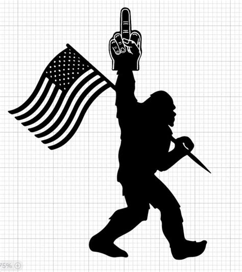 Bigfoot With Foam Finger and American Flag - Etsy