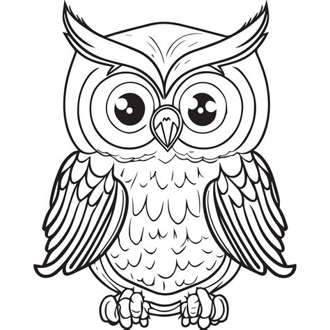 Owl outline vector illustration. Coloring book for children. Cartoon ...