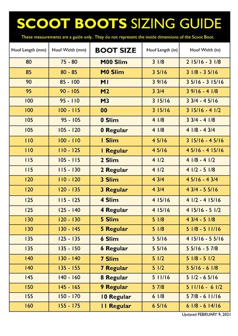 Boots Size Measurement Chart