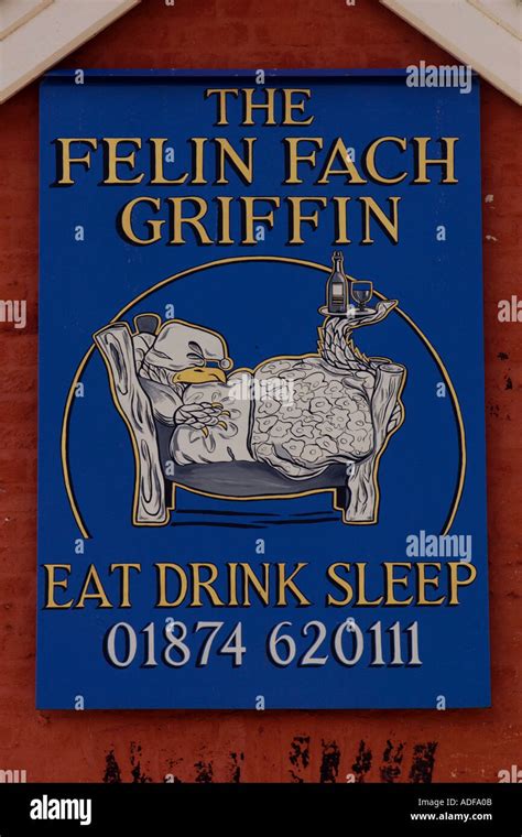 The Felin Fach Griffin near Brecon award winning public house and restaurant exterior sign Powys ...