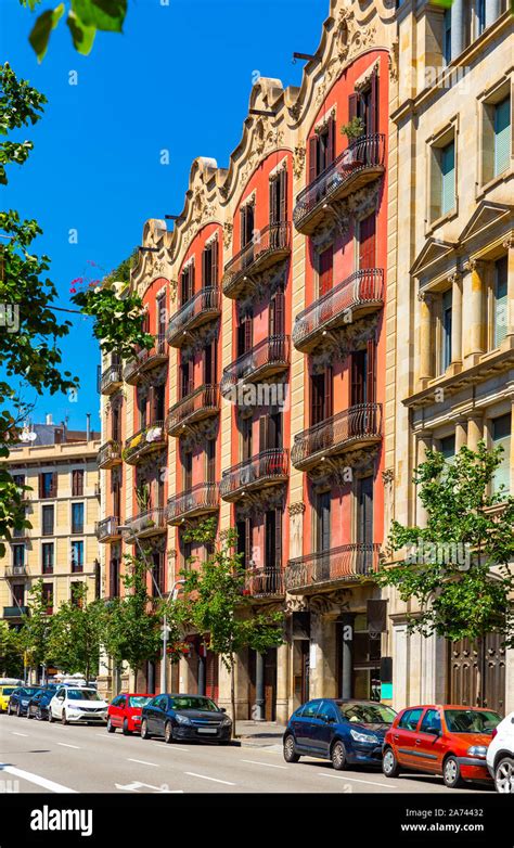 Picturesque colorful architecture of Eixample district streets in ...