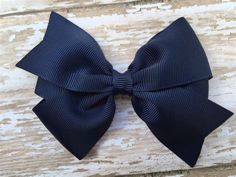 4 inch navy blue hair bow navy blue bow 4 by BrownEyedBowtique