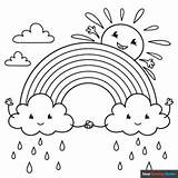 Cute Rainbow And Clouds Coloring Page  Easy Drawing Guides sketch template