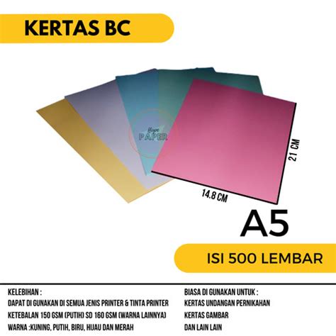 Jual Kertas BC A5 isi 500 lembar / Kertas Brief Card A5 / Kertas Briefcard - Putih - Kota Bekasi ...