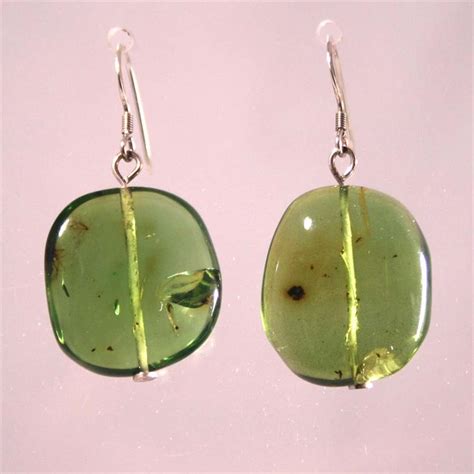 Green Baltic Amber Earrings with 925 Sterling Silver